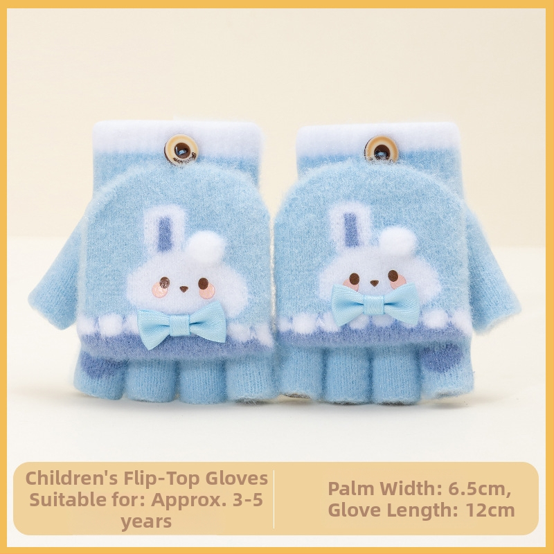 Sügis-talvised poolsõrmega ülespööratavad sõrmedeta kootud lasteaiapoiste paksendatud ja soojad talvised multifilmidest villased lastekindad