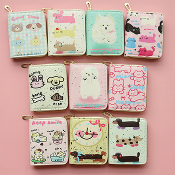 Piiriülene uue tüdruku lühike rahakott anime kutsika armas multifilmiõpilase miniatuurne lukuga mündikott mitme kaardipesaga