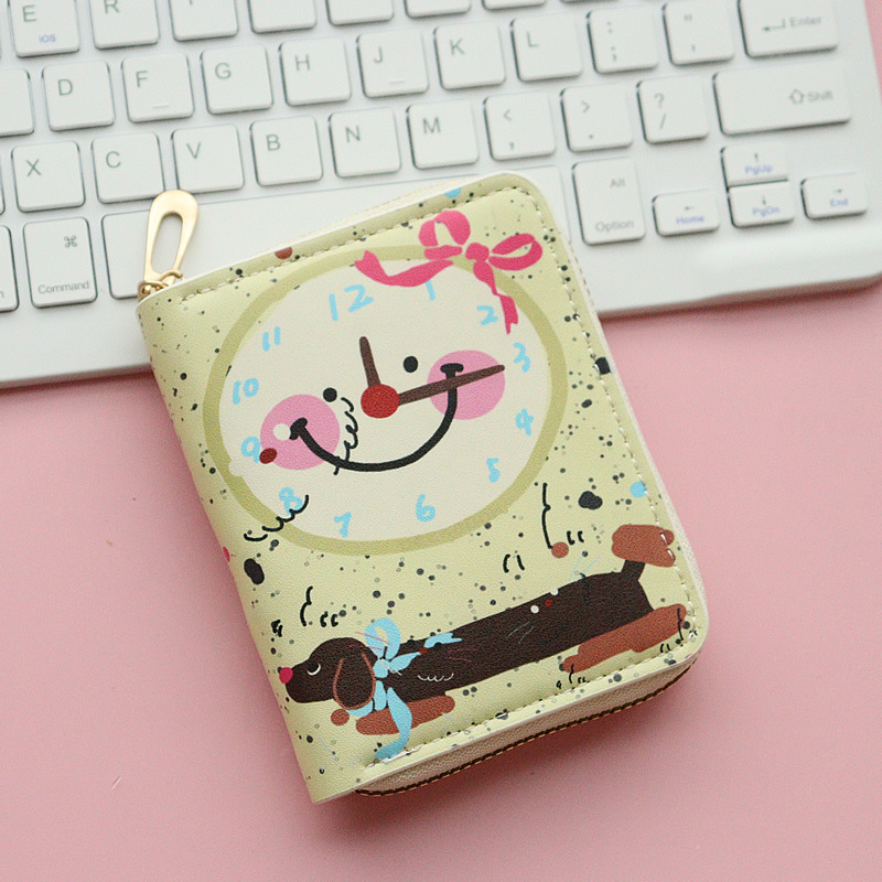 Piiriülene uue tüdruku lühike rahakott anime kutsika armas multifilmiõpilase miniatuurne lukuga mündikott mitme kaardipesaga