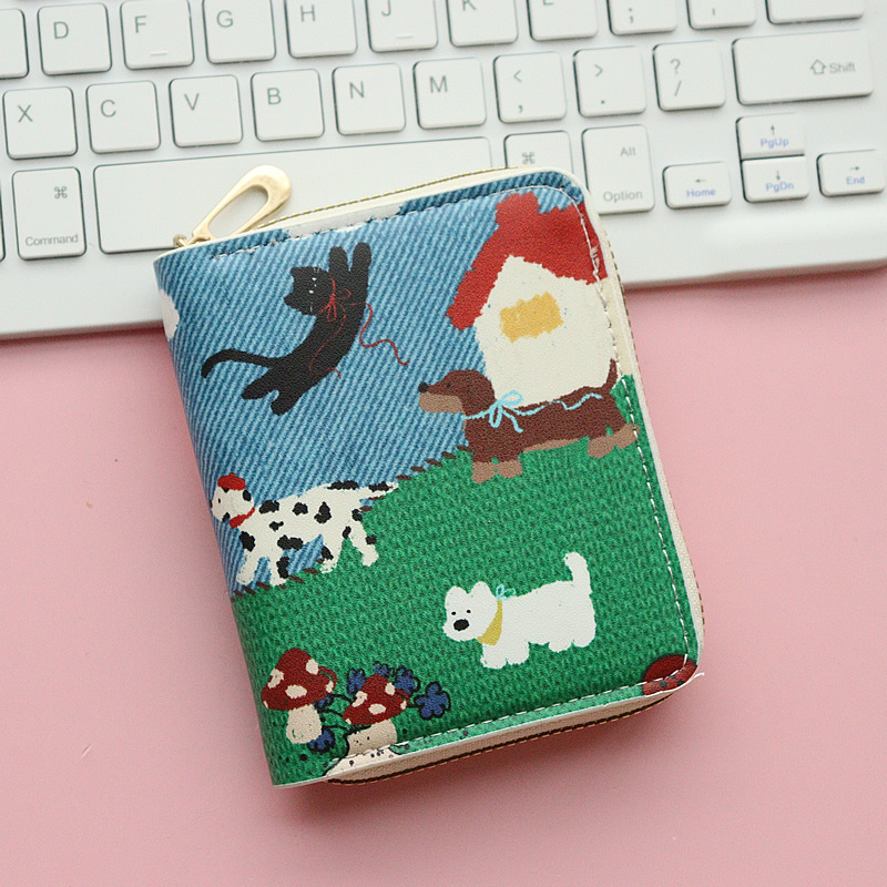 Piiriülene uue tüdruku lühike rahakott anime kutsika armas multifilmiõpilase miniatuurne lukuga mündikott mitme kaardipesaga