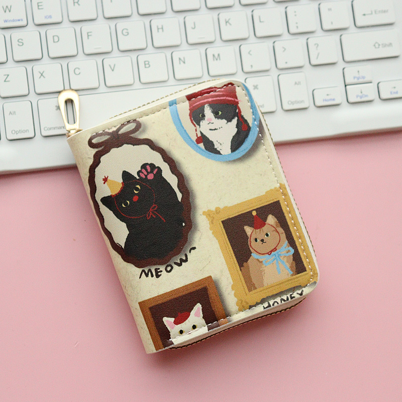 Piiriülene uue tüdruku lühike rahakott anime kutsika armas multifilmiõpilase miniatuurne lukuga mündikott mitme kaardipesaga