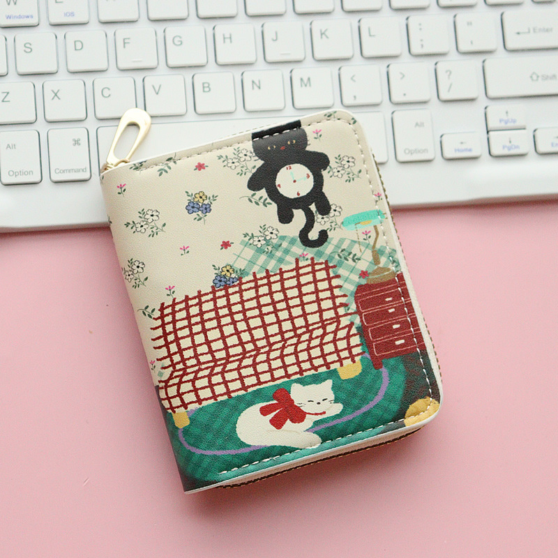 Piiriülene uue tüdruku lühike rahakott anime kutsika armas multifilmiõpilase miniatuurne lukuga mündikott mitme kaardipesaga