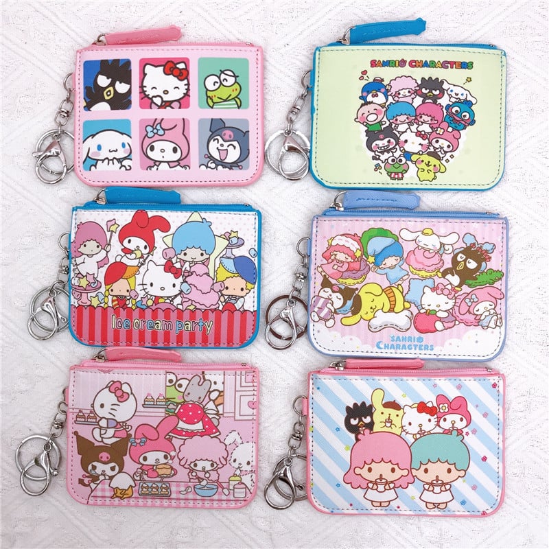 Portmoneu din piele Kurumi Little White Dog Pudding Dog Gemini Large Collection, cu pandantiv breloc integrat