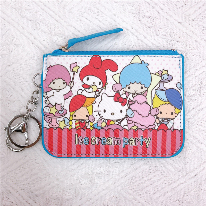 „Kurumi Little White Dog Pudding Dog Gemini“ didelės kolekcijos odinė kortelių dėklo piniginė su raktų pakabuku