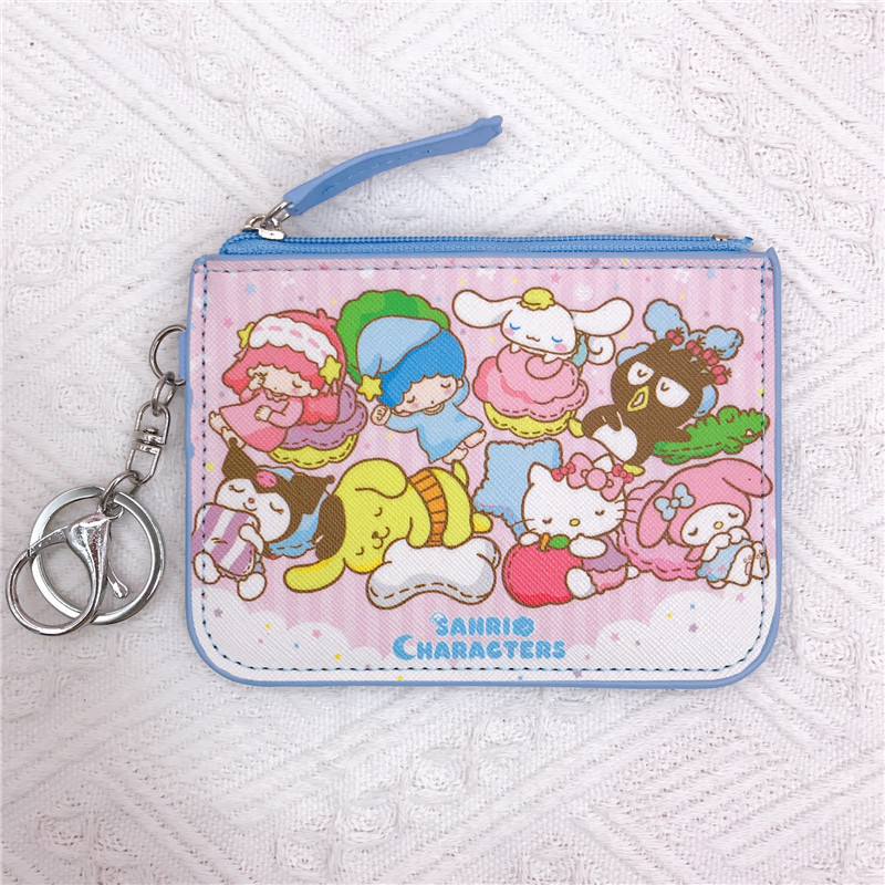 „Kurumi Little White Dog Pudding Dog Gemini“ didelės kolekcijos odinė kortelių dėklo piniginė su raktų pakabuku