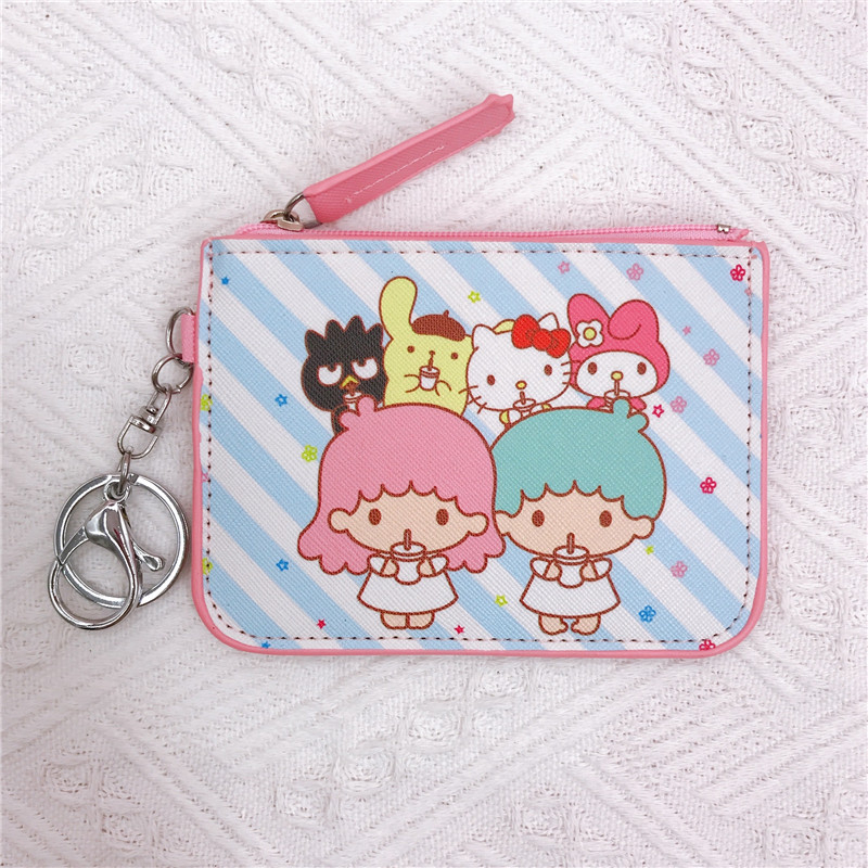 „Kurumi Little White Dog Pudding Dog Gemini“ didelės kolekcijos odinė kortelių dėklo piniginė su raktų pakabuku