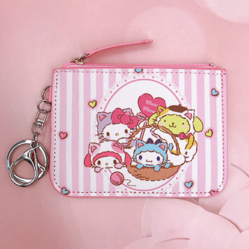 „Kurumi Little White Dog Pudding Dog Gemini“ didelės kolekcijos odinė kortelių dėklo piniginė su raktų pakabuku