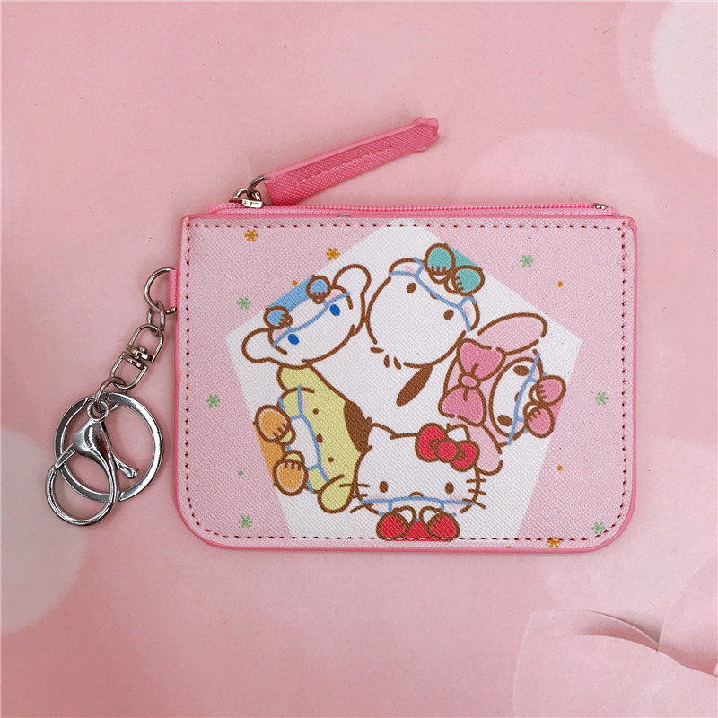 „Kurumi Little White Dog Pudding Dog Gemini“ didelės kolekcijos odinė kortelių dėklo piniginė su raktų pakabuku