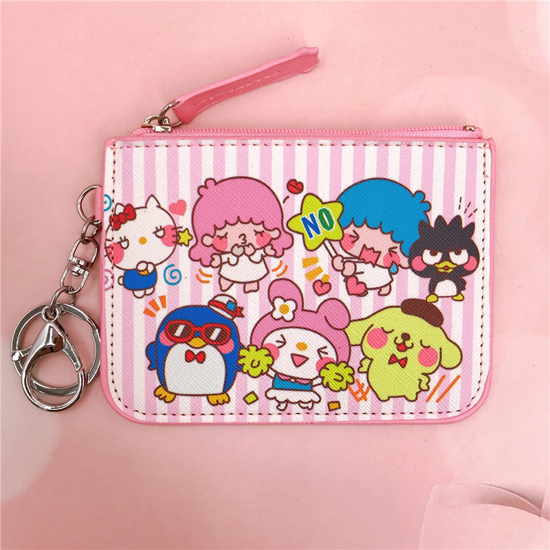 „Kurumi Little White Dog Pudding Dog Gemini“ didelės kolekcijos odinė kortelių dėklo piniginė su raktų pakabuku