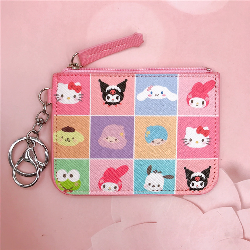 „Kurumi Little White Dog Pudding Dog Gemini“ didelės kolekcijos odinė kortelių dėklo piniginė su raktų pakabuku