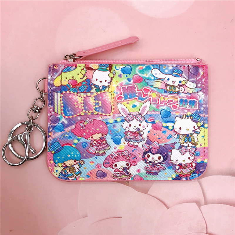 „Kurumi Little White Dog Pudding Dog Gemini“ didelės kolekcijos odinė kortelių dėklo piniginė su raktų pakabuku