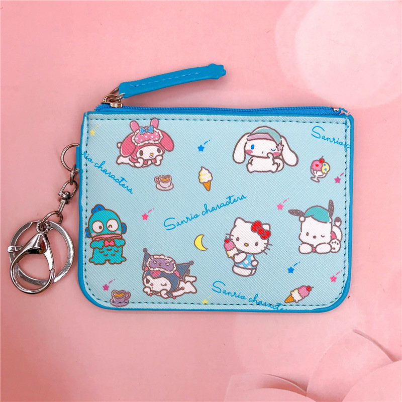 „Kurumi Little White Dog Pudding Dog Gemini“ didelės kolekcijos odinė kortelių dėklo piniginė su raktų pakabuku