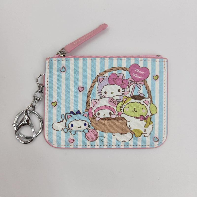 „Kurumi Little White Dog Pudding Dog Gemini“ didelės kolekcijos odinė kortelių dėklo piniginė su raktų pakabuku