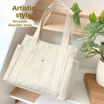 2024. aasta uus lõuendikott, naiste universaalne õlakott, suure mahutavusega raamatutega täidetud õpilase klassiruumi pendeldajakott, uus käekott