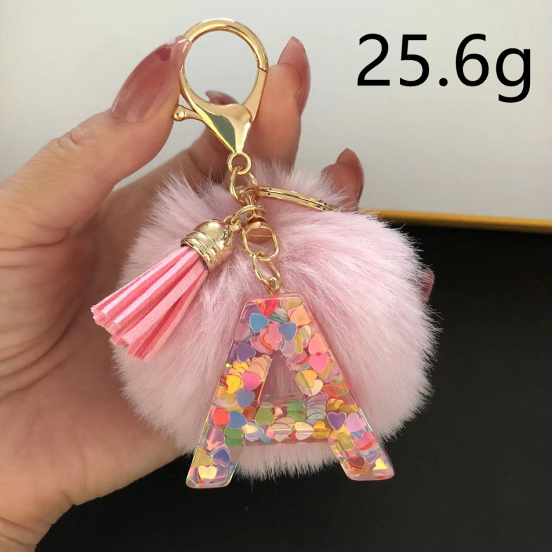 populaarne karusnahast pallivaigust ingliskeelse tähe ripatsiga võtmehoidja värviline epoksüüdvärvi armastuskirja võtmehoidja