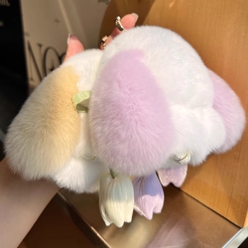 Χαριτωμένο πραγματικό γούνινο κουνέλι rex μικρό κρεμαστό κόσμημα μπρελόκ μίνι βελούδινη κούκλα νεκρό κουνέλι σχολική τσάντα κρεμαστό δώρο