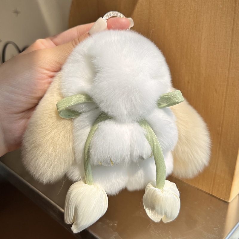 Χαριτωμένο πραγματικό γούνινο κουνέλι rex μικρό κρεμαστό κόσμημα μπρελόκ μίνι βελούδινη κούκλα νεκρό κουνέλι σχολική τσάντα κρεμαστό δώρο