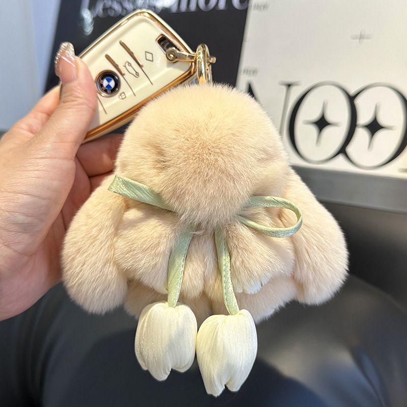 Χαριτωμένο πραγματικό γούνινο κουνέλι rex μικρό κρεμαστό κόσμημα μπρελόκ μίνι βελούδινη κούκλα νεκρό κουνέλι σχολική τσάντα κρεμαστό δώρο