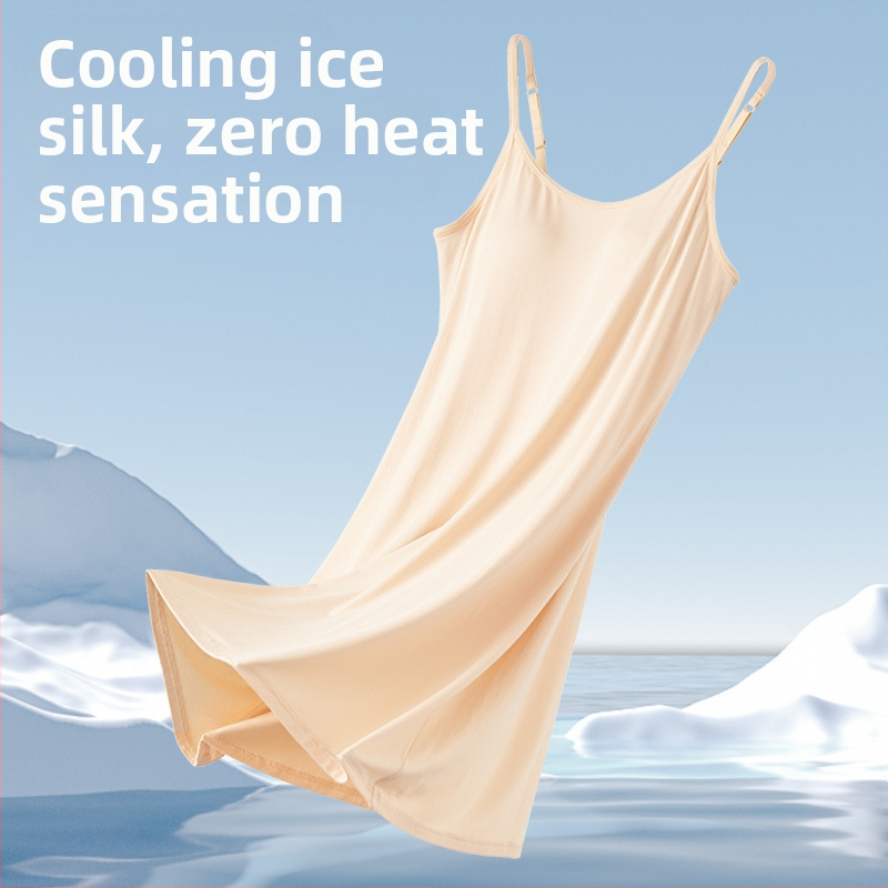 Нощница за жени, лятна, на едро, модална, с презрамка за гърди, дълга пола, тънка, плюс размер, може да се носи с пижама, цяло поколение коса