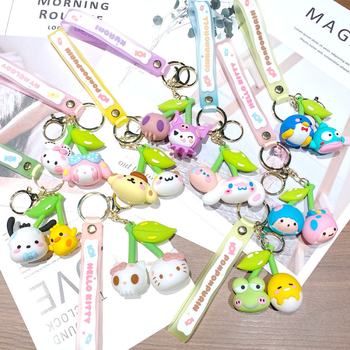 Karikatūras radošais ķiršu Sanrio atslēgu piekariņa kulons Kulomi klauns zivtiņa lelle automašīnas atslēgu piekariņa soma piekaramie rotājumi
