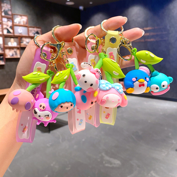 Karikatūras radošais ķiršu Sanrio atslēgu piekariņa kulons Kulomi klauns zivtiņa lelle automašīnas atslēgu piekariņa soma piekaramie rotājumi
