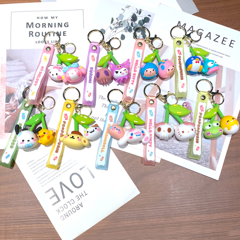 Karikatūrų kūrybinis vyšnių Sanrio raktų pakabukas Kulomi klouno žuvies lėlės automobilio raktų pakabuko krepšys pakabinami papuošalai