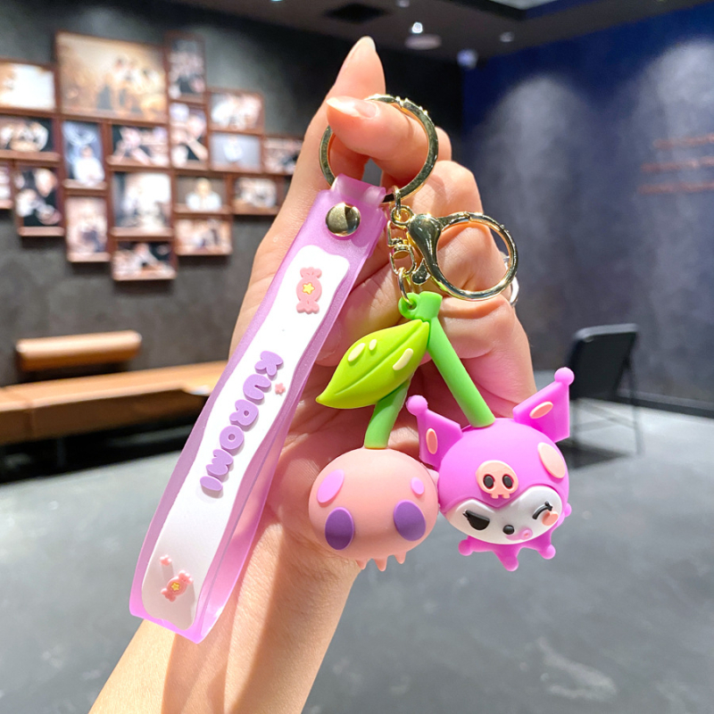 Karikatūras radošais ķiršu Sanrio atslēgu piekariņa kulons Kulomi klauns zivtiņa lelle automašīnas atslēgu piekariņa soma piekaramie rotājumi