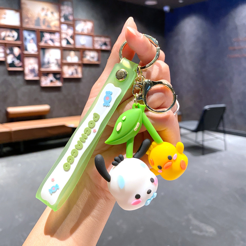 Karikatūras radošais ķiršu Sanrio atslēgu piekariņa kulons Kulomi klauns zivtiņa lelle automašīnas atslēgu piekariņa soma piekaramie rotājumi