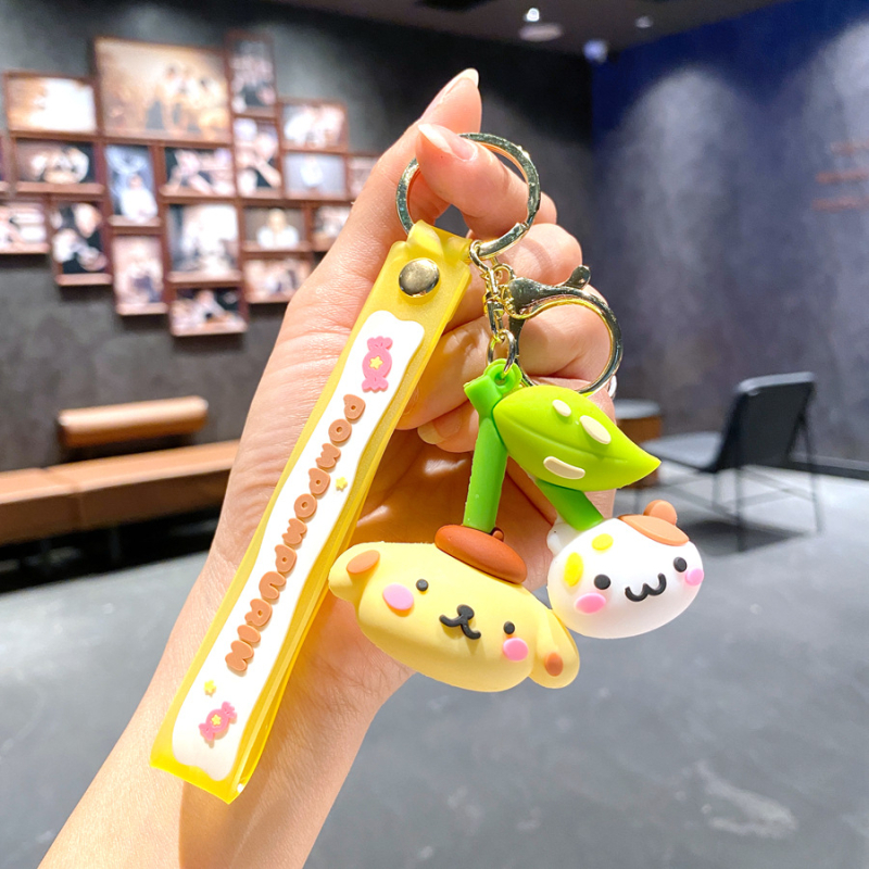 Karikatūras radošais ķiršu Sanrio atslēgu piekariņa kulons Kulomi klauns zivtiņa lelle automašīnas atslēgu piekariņa soma piekaramie rotājumi