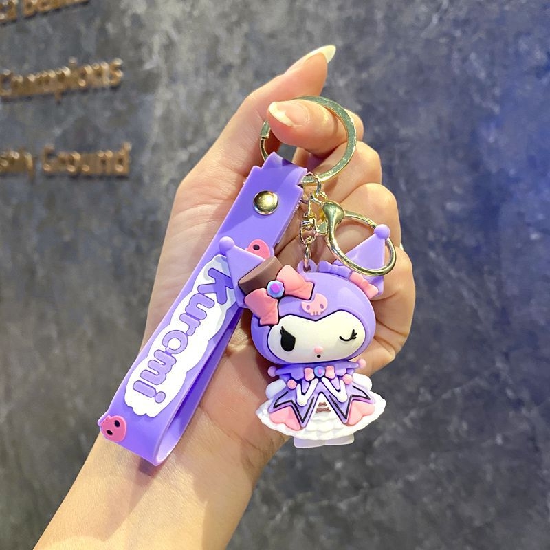 Karikatūras radošais ķiršu Sanrio atslēgu piekariņa kulons Kulomi klauns zivtiņa lelle automašīnas atslēgu piekariņa soma piekaramie rotājumi
