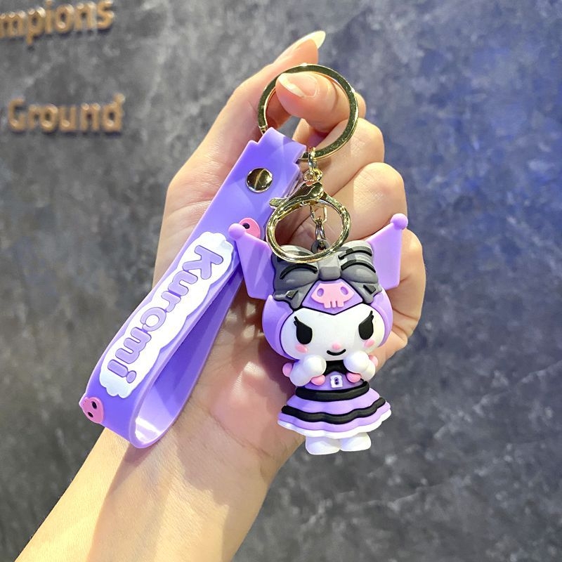 Karikatūras radošais ķiršu Sanrio atslēgu piekariņa kulons Kulomi klauns zivtiņa lelle automašīnas atslēgu piekariņa soma piekaramie rotājumi