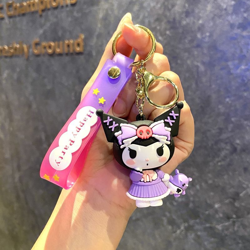 Karikatūras radošais ķiršu Sanrio atslēgu piekariņa kulons Kulomi klauns zivtiņa lelle automašīnas atslēgu piekariņa soma piekaramie rotājumi
