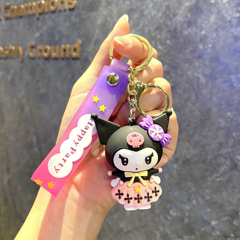 Karikatūras radošais ķiršu Sanrio atslēgu piekariņa kulons Kulomi klauns zivtiņa lelle automašīnas atslēgu piekariņa soma piekaramie rotājumi