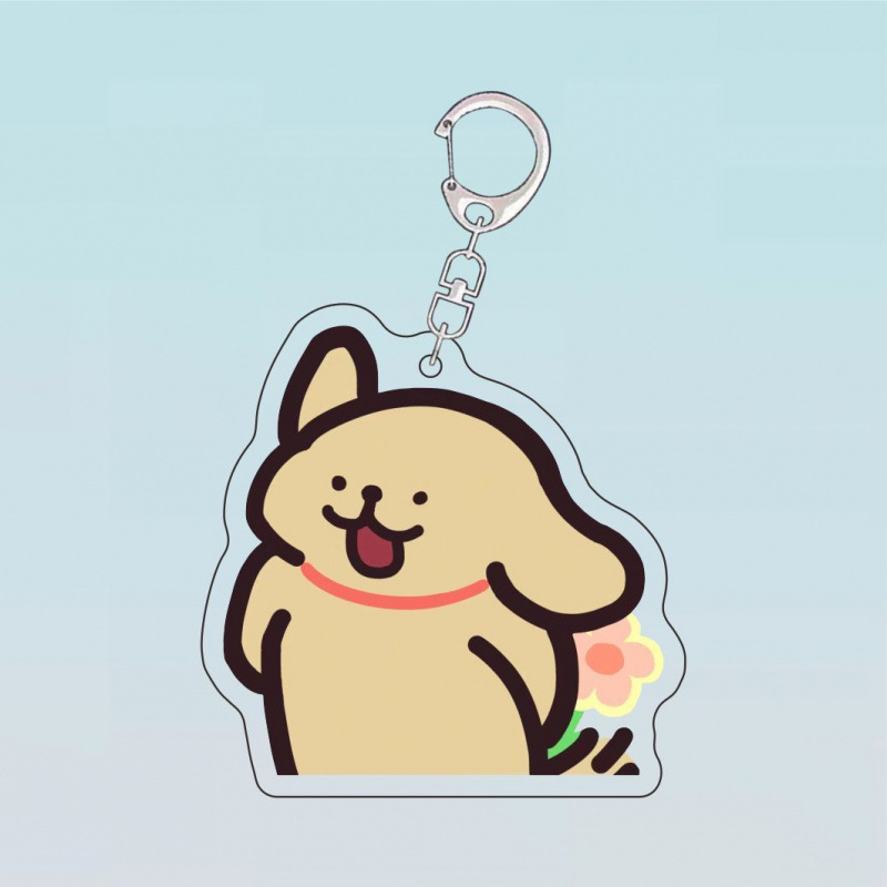 Karikatūrų „Malzis Line“ šuniuko raktų pakabukas, gėlė, maža vištienos plunksna, akrilinis mokyklinės kuprinės pakabukas, poros pakabinama dekoracija