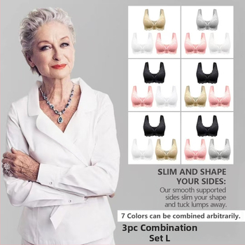 Populaarne piiriülene 3-osaline komplekt pluss-suuruses eest sulgemisega seksikas pitsist rinnahoidja ilma traadita, õmblusteta top naiste aluspesu hulgimüük