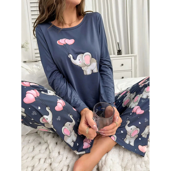 Väliskaubanduse armas koomiksikassipoegade trükitud pidžaamaülikond Euroopas ja Ameerika Ühendriikides, vabaaja loomade daamide koduriiete ülikond