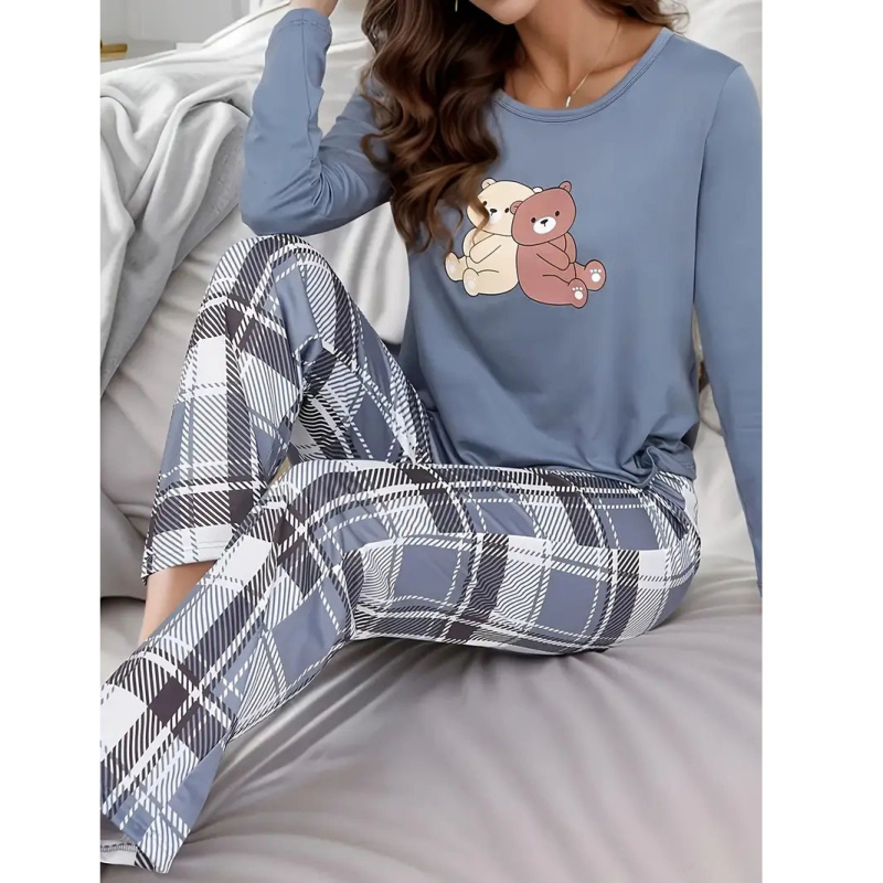 Väliskaubanduse armas koomiksikassipoegade trükitud pidžaamaülikond Euroopas ja Ameerika Ühendriikides, vabaaja loomade daamide koduriiete ülikond