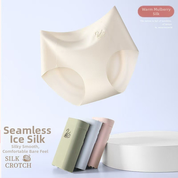Γυναικεία εσώρουχα από μετάξι Ice Silk με μέση, για ανόρθωση κοιλιάς, λεπτό, αναπνεύσιμο, ψηλό ελαστικό, 3D, μήλο, γοφούς, βακτηριοστατικό, καβάλο, χωρίς ίχνη