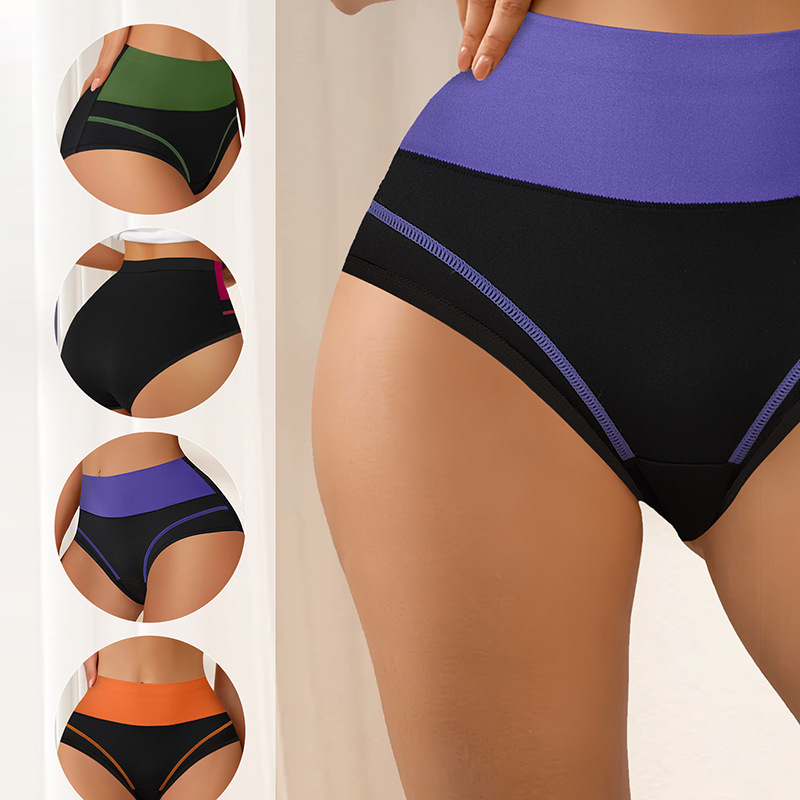 Piiriülene spetsiaalne temu värviõmblusega kõrge vöökohaga aluspesu naistele, siidised hingavad naiste aluspüksid, väliskaubanduse aluspesu laos.