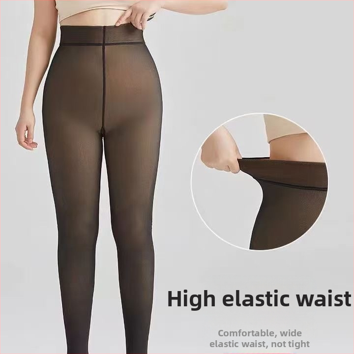 2025 Популярни черни прозрачни клинове с полар, подплатени с една дума и кръст, за жени с голи крака, с удебеляващ, отслабващ вид и чорапогащник Artifact