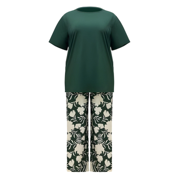 HR7706 Διασυνοριακό Amazon AliExpress Γυναικείο καλοκαιρινό παντελόνι με στάμπα, σετ δύο τεμαχίων, με φαρδιά σχέδια και σχέδιο