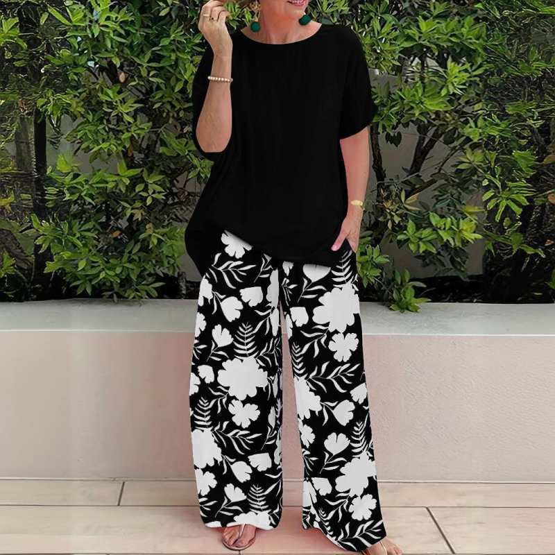 HR7706 Transfrontalieră Amazon AliExpress Set de două piese pentru femei, la modă de vară, cu pantaloni lejeri imprimați, costum casual