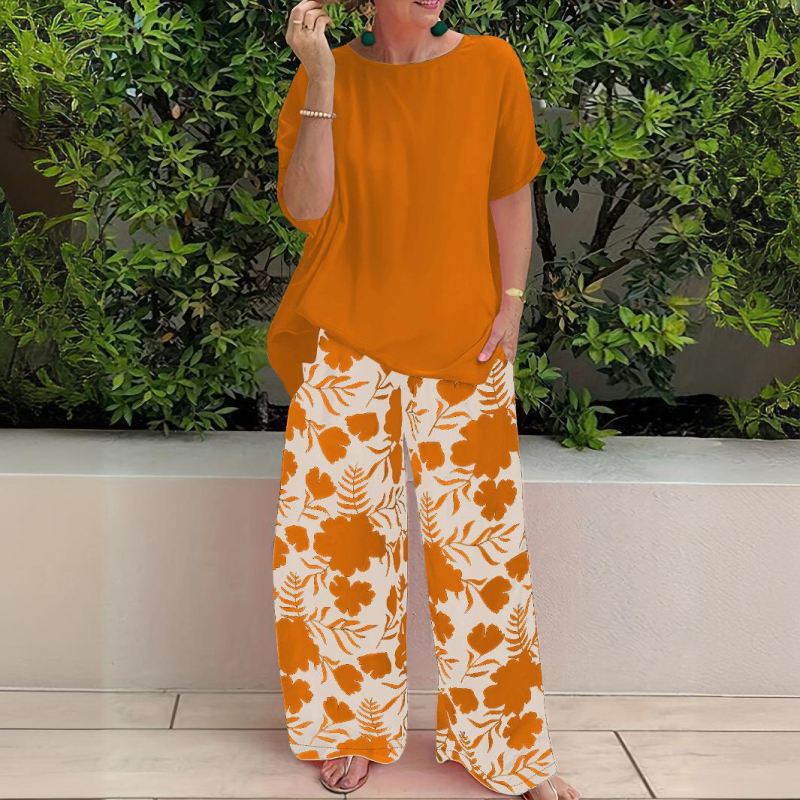 HR7706 Transfrontalieră Amazon AliExpress Set de două piese pentru femei, la modă de vară, cu pantaloni lejeri imprimați, costum casual