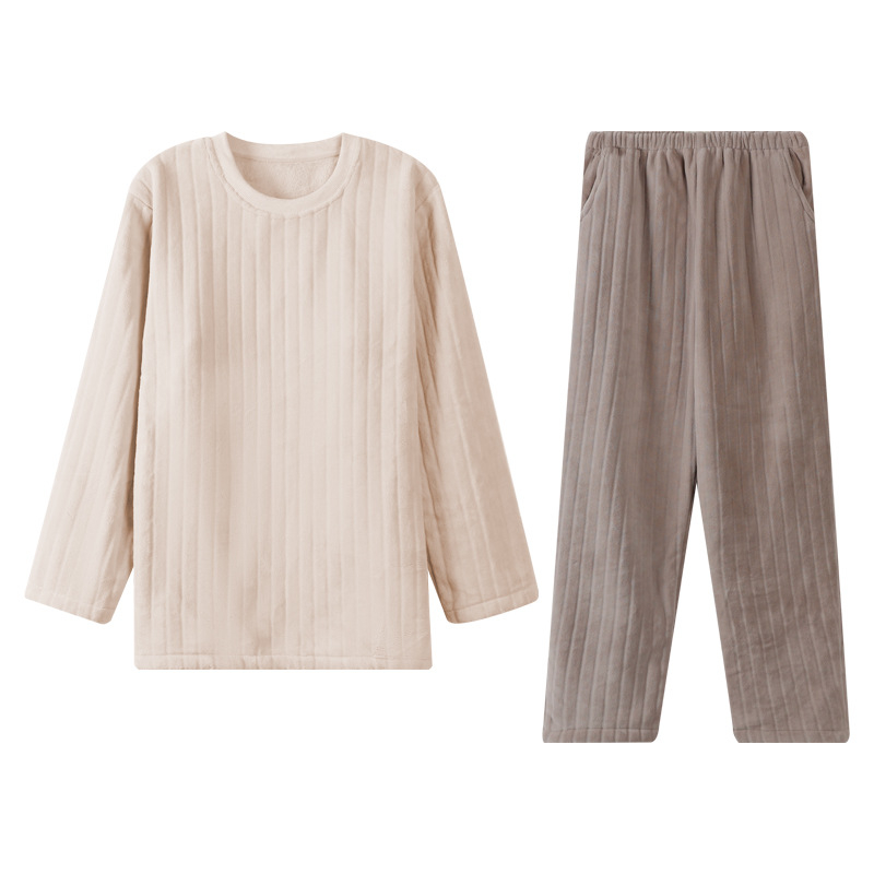 Vīriešu ziemas pidžama ar koraļļu flīsa apkakli, džemperis ar biezu flīsa oderi, silts flaneļa virsdrēbju kostīms