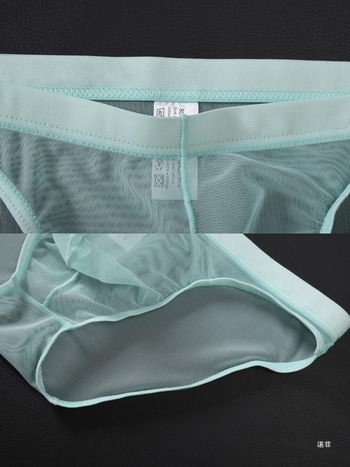 Vīriešu apakšveļa caurspīdīga sieta ar zemu jostasvietu, liela izmēra, seksīgas, pavedinošas, ledus zīda U veida, izliektas biksītes.