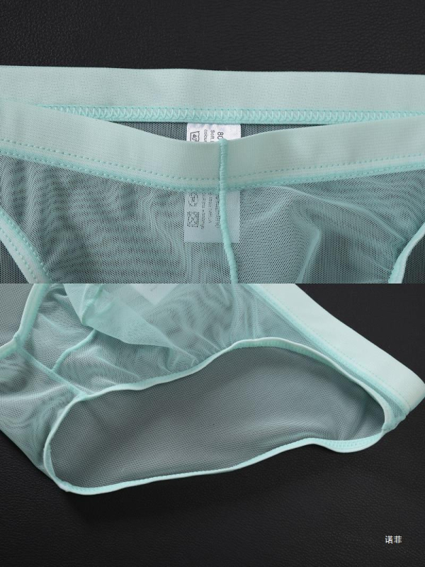 Vīriešu apakšveļa caurspīdīga sieta ar zemu jostasvietu, liela izmēra, seksīgas, pavedinošas, ledus zīda U veida, izliektas biksītes.