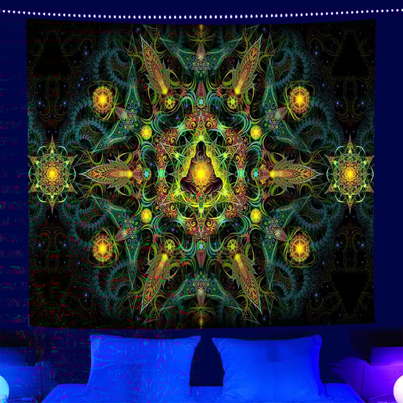 fluorescējošs gobelēns UV fluorescējošs mandala tauriņš zvaigznājs fluorescējošs gobelēns mājas istabas gobelēns gobelēna avots fabrika