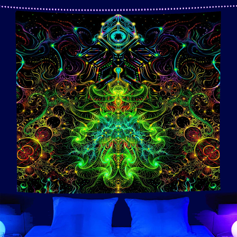 fluorescencinis gobelenas UV fluorescencinė mandala drugelio žvaigždynas fluorescencinis gobelenas namų kambario gobelenas gobeleno šaltinis gamykla