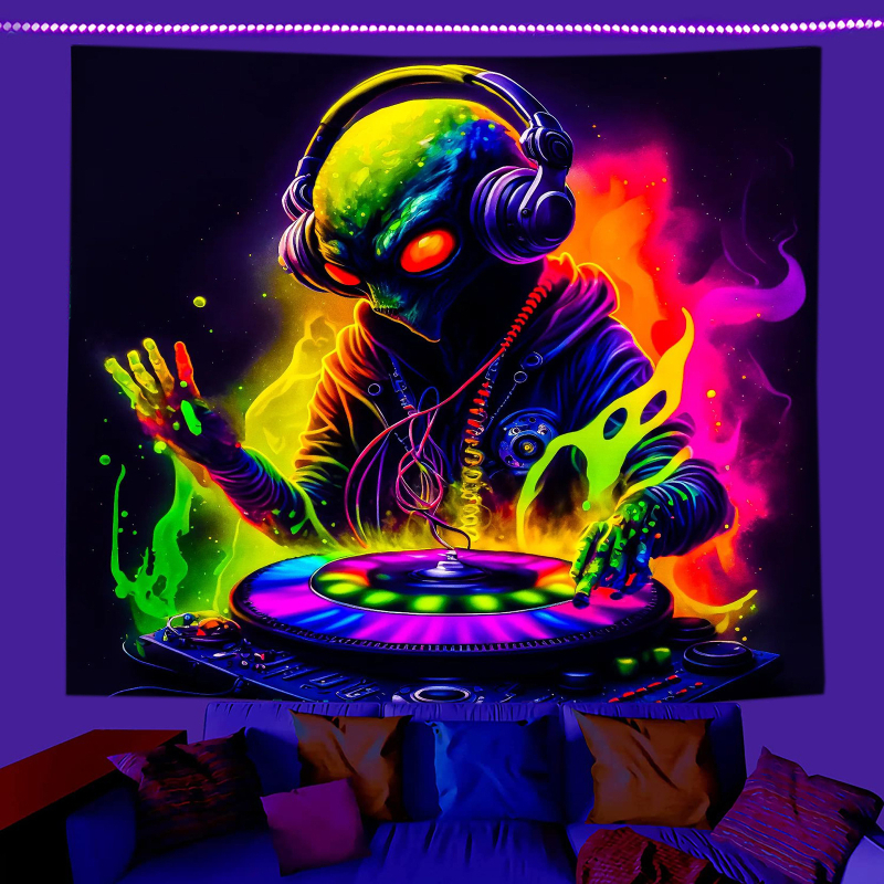 fluorescencinis gobelenas UV fluorescencinė mandala drugelio žvaigždynas fluorescencinis gobelenas namų kambario gobelenas gobeleno šaltinis gamykla