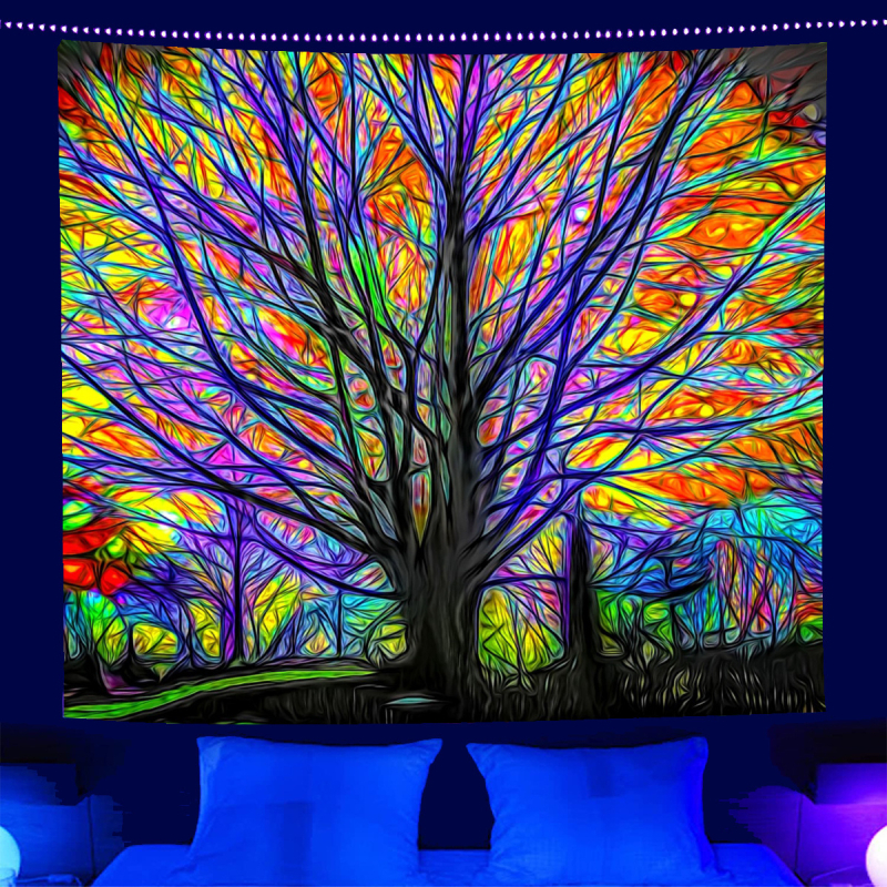 fluorescencinis gobelenas UV fluorescencinė mandala drugelio žvaigždynas fluorescencinis gobelenas namų kambario gobelenas gobeleno šaltinis gamykla